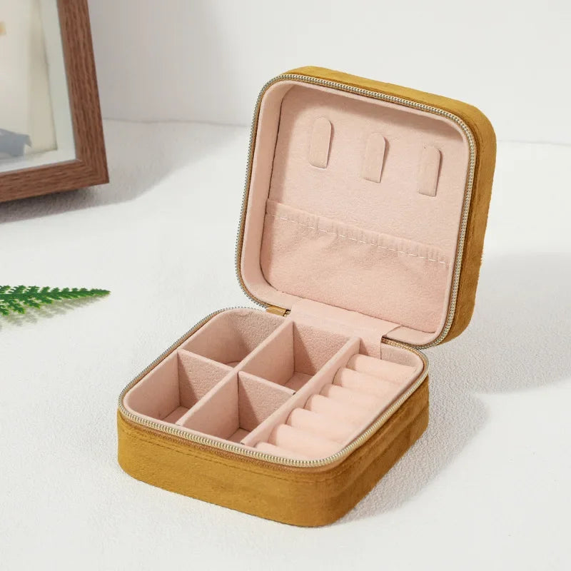 Square Travel Jewelry Organizer, Zipper Storage Case for Rings, Earrings and Necklaces, Reusable Cloth Holder in Multiple Colors - product view 6