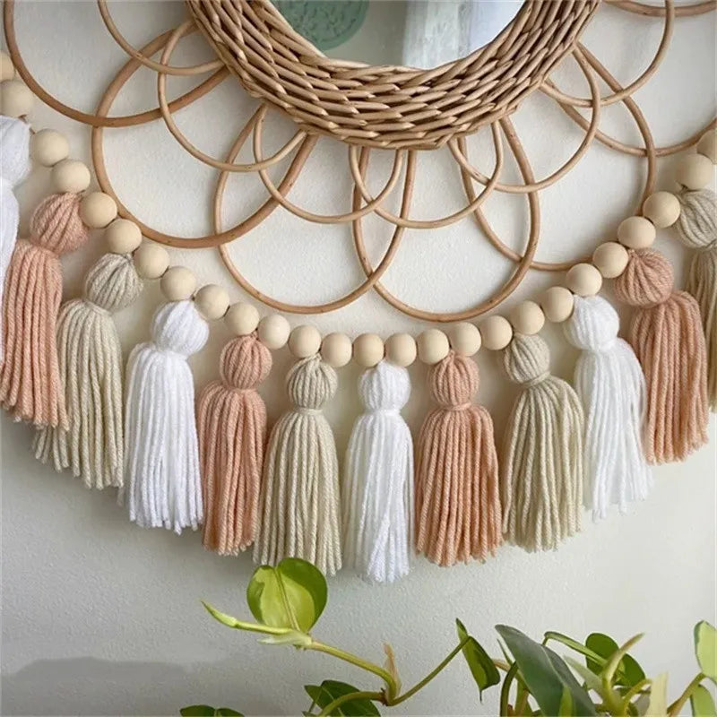 wood bead garland - product view 1