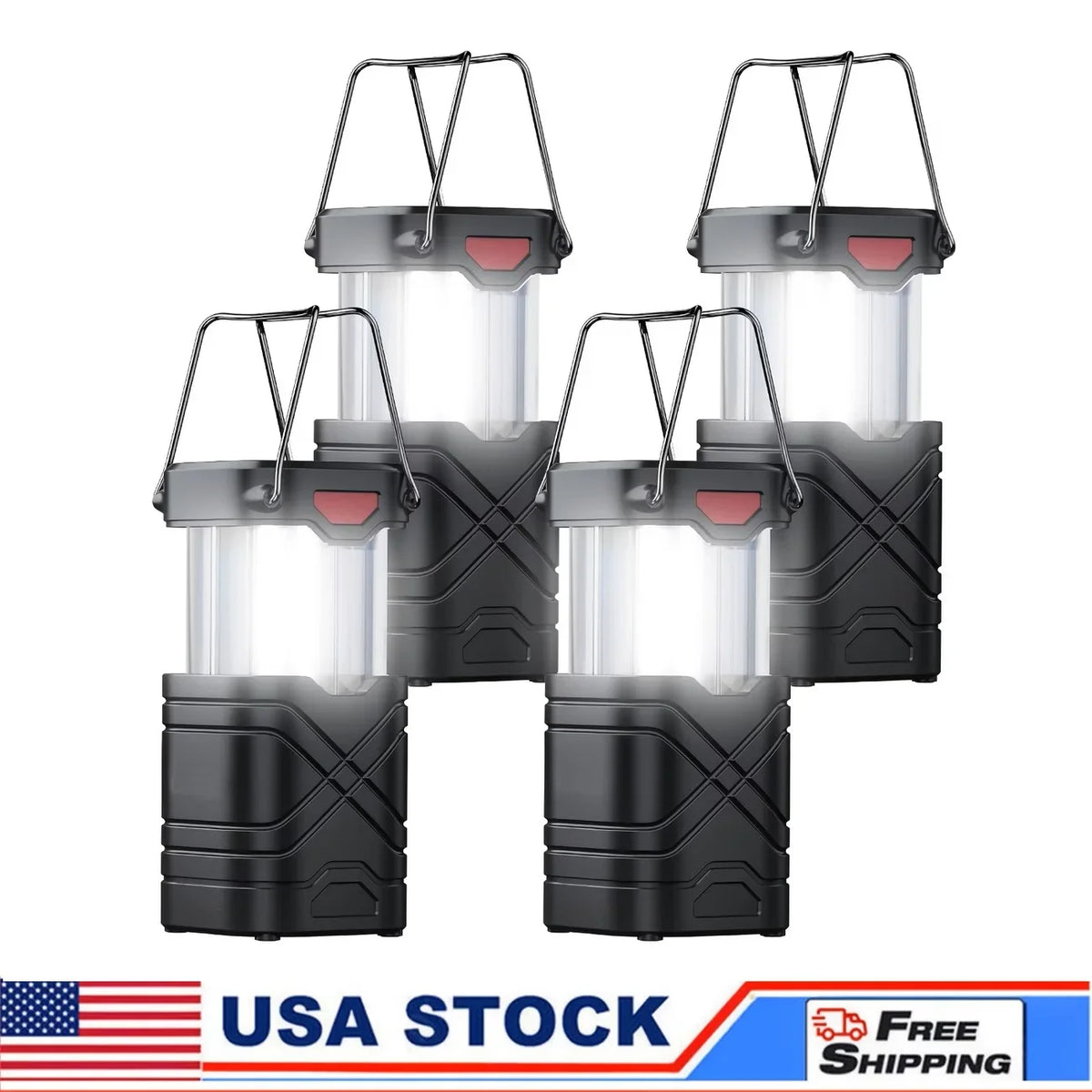 Rechargeable LED Camping Lantern, 600 Lumens, 3 Brightness Settings, USB Output, Collapsible, 2-Pack or 4-Pack - product view 2