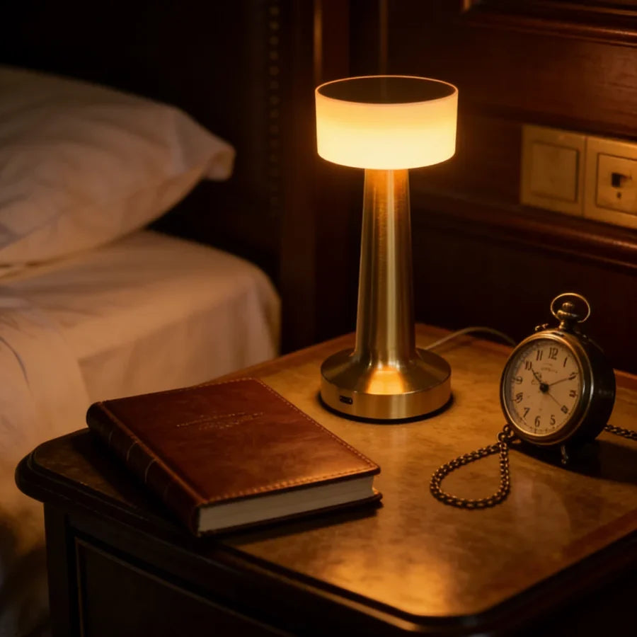 Rechargeable Table Lamp, Touch Dimming, USB-C Charging, Brushed Gold Finish, 24 cm Cordless Light for Bedroom, Bar and Office - product view 4