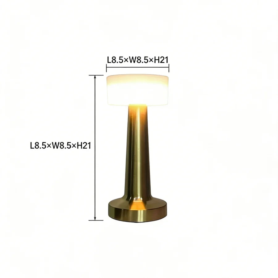 Rechargeable Table Lamp, Touch Dimming, USB-C Charging, Brushed Gold Finish, 24 cm Cordless Light for Bedroom, Bar and Office - product view 6