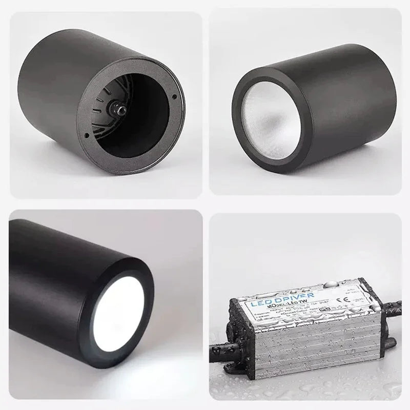 IP65 LED Outdoor Ceiling Spotlight, AC 90–260V Surface-Mounted Alloy Light, 7–40W, 3000K–6000K for Balconies - product view 5