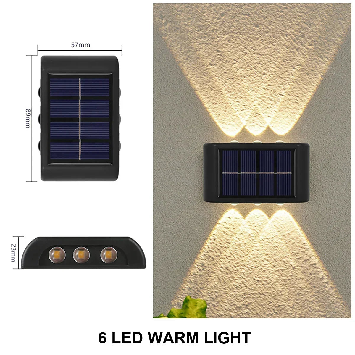 Solar LED Wall Security Light, IP65 Waterproof, Dusk-to-Dawn Sensor, Up-and-Down Lighting for Garden, Yard and Patio - product view 2