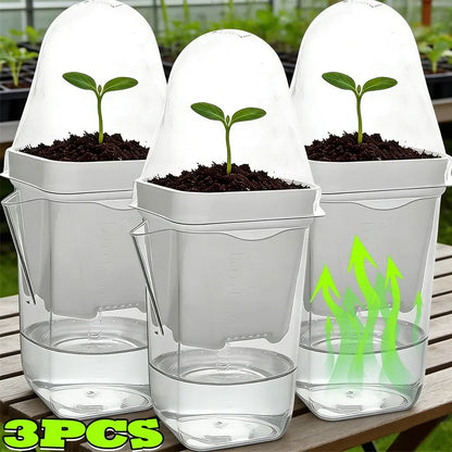 Self-Watering Seedling Box, Automatic Watering Nursery Pot, Round or Square Plastic Planter Insert, 1, 2 or 3 Pack - product view 3