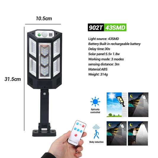 Outdoor Solar Security Light, Waterproof Motion Sensor LED Lamp, 3 Lighting Modes for Garden Paths and Outdoor Areas - product view 1