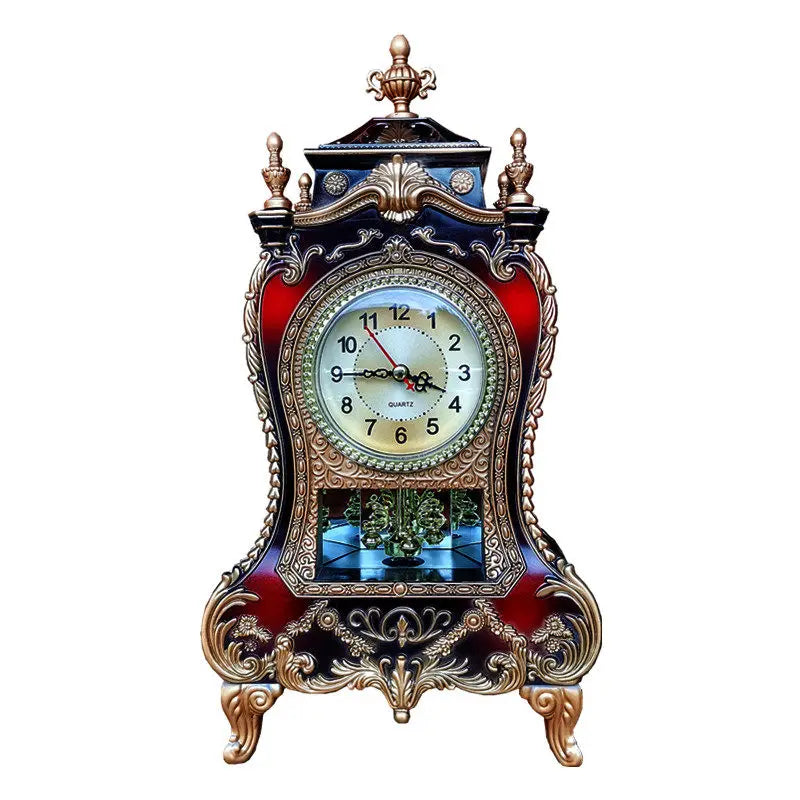Ornate Mantel Clock, European-Style Quartz Chime Tabletop Clock with 16 Tunes, Antique-Style Plastic Decor in Two Options - product view 2