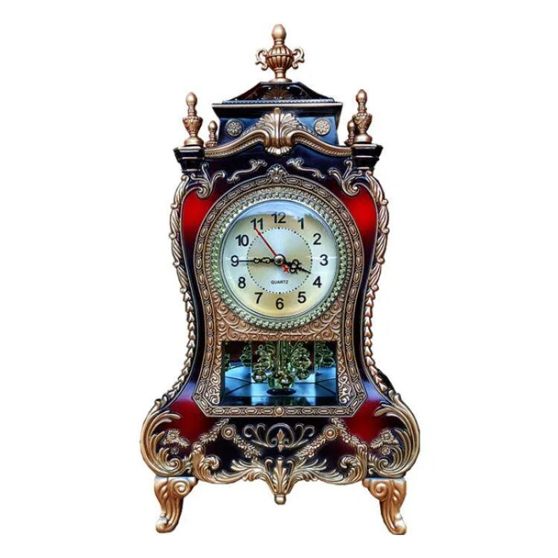 Ornate Mantel Clock, European-Style Quartz Chime Tabletop Clock with 16 Tunes, Antique-Style Plastic Decor in Two Options - product view 3