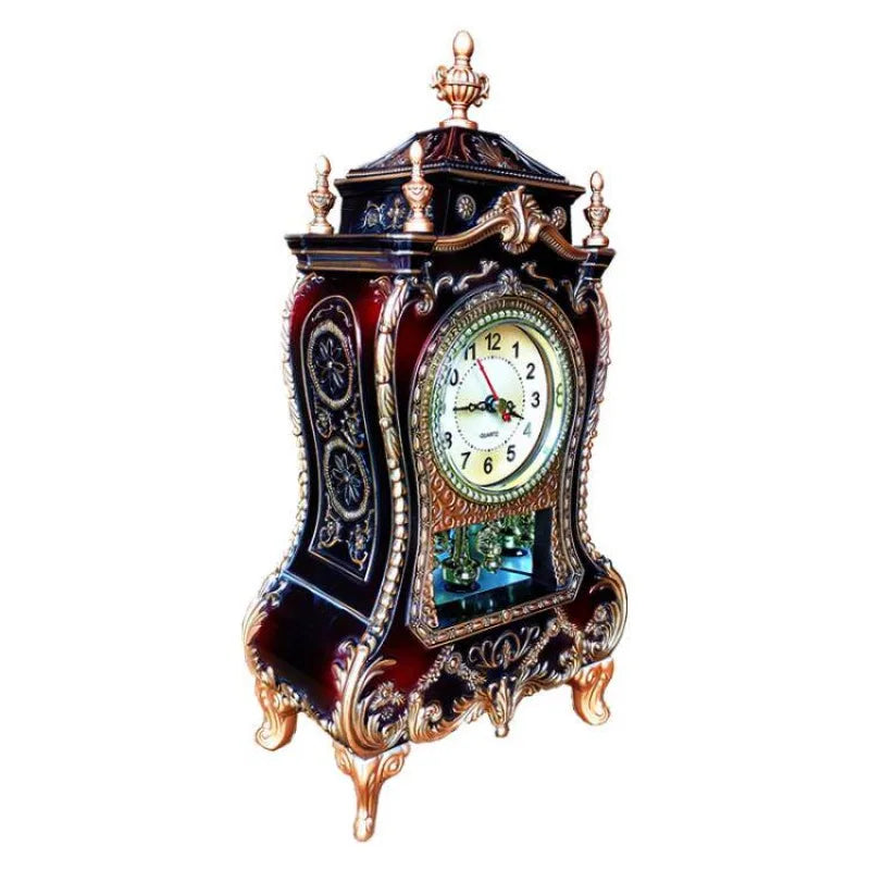 Ornate Mantel Clock, European-Style Quartz Chime Tabletop Clock with 16 Tunes, Antique-Style Plastic Decor in Two Options - product view 4