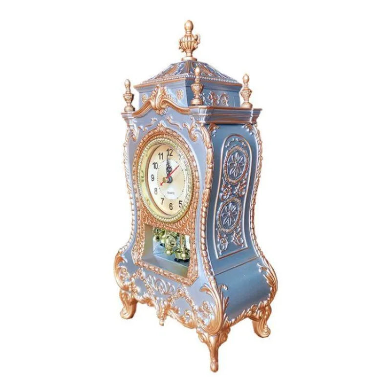 Ornate Mantel Clock, European-Style Quartz Chime Tabletop Clock with 16 Tunes, Antique-Style Plastic Decor in Two Options - product view 5