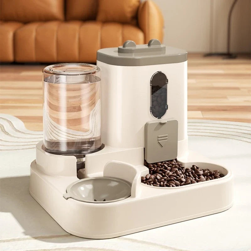 Automatic Pet Feeder and Water Bowl, Gravity-Fed Dual Dispenser, Spill-Resistant Non-Slip Base, 25 x 23 x 20 cm - product view 5