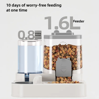 Automatic Pet Feeder and Water Bowl, Gravity-Fed Dual Dispenser, Spill-Resistant Non-Slip Base, 25 x 23 x 20 cm - product view 6