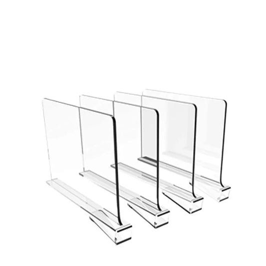 Transparent Acrylic Closet Shelf Divider, 4-Piece Wardrobe Organizer for Clothing, Handbags, Books and Cabinets - product view 1