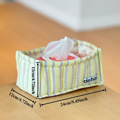 Decorative Fabric Storage Basket, Reusable Multi-Use Desktop Organizer, 12 × 24 × 12 cm, Blue and Yellow Options - product view 5