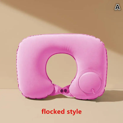 Inflatable Travel Pillow, Flocking Neck Cushion, 24 × 33.5 cm Foldable Support for Flights, Camping and Car Trips - product view 1