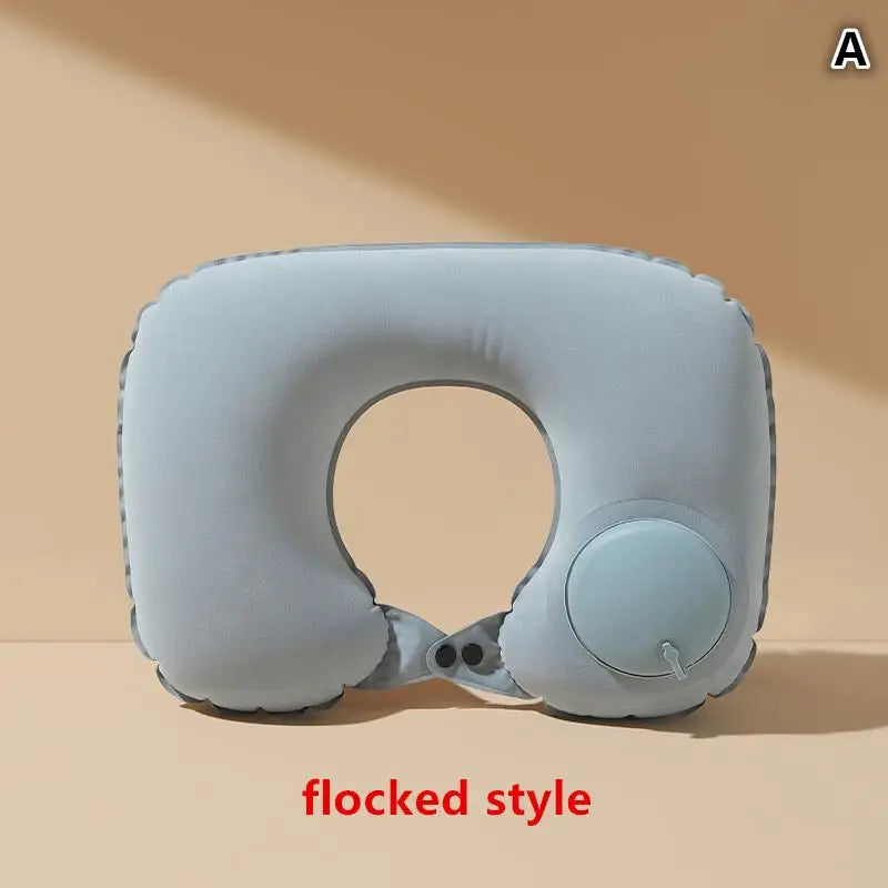 Inflatable Travel Pillow, Flocking Neck Cushion, 24 × 33.5 cm Foldable Support for Flights, Camping and Car Trips - product view 2