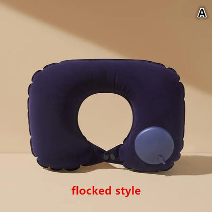 Inflatable Travel Pillow, Flocking Neck Cushion, 24 × 33.5 cm Foldable Support for Flights, Camping and Car Trips - product view 4