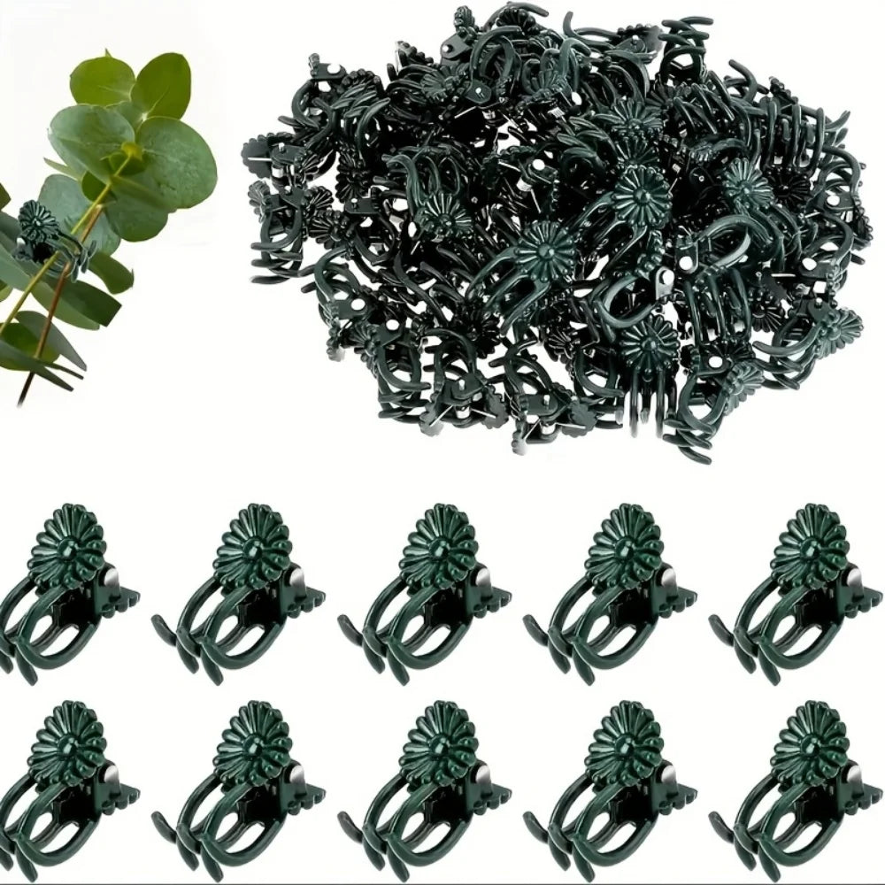 Plant Support Clips, 100-Piece Spring Buckle Set, Weather-Resistant PP Vine Clips for Orchids, Roses and Climbing Plants - product view 2