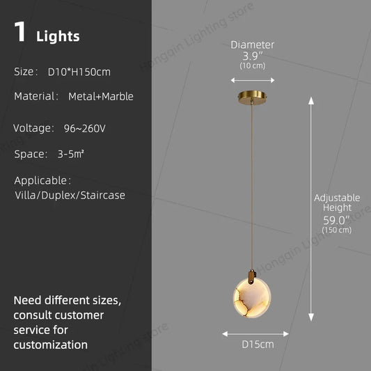 Marble Staircase Pendant Light, Modern LED Chandelier with Touch On/Off Switch, 3–25 Heads, 90–260V - product view 1