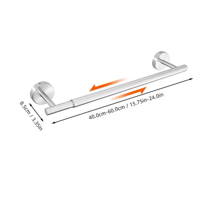 Retractable Wall-Mounted Towel Bar, Stainless Steel Hanging Rack with Hook, 50–60 cm, No-Drill or Drill - product view 4