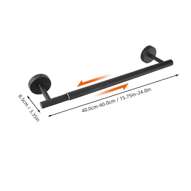 Retractable Wall-Mounted Towel Bar, Stainless Steel Hanging Rack with Hook, 50–60 cm, No-Drill or Drill - product view 5