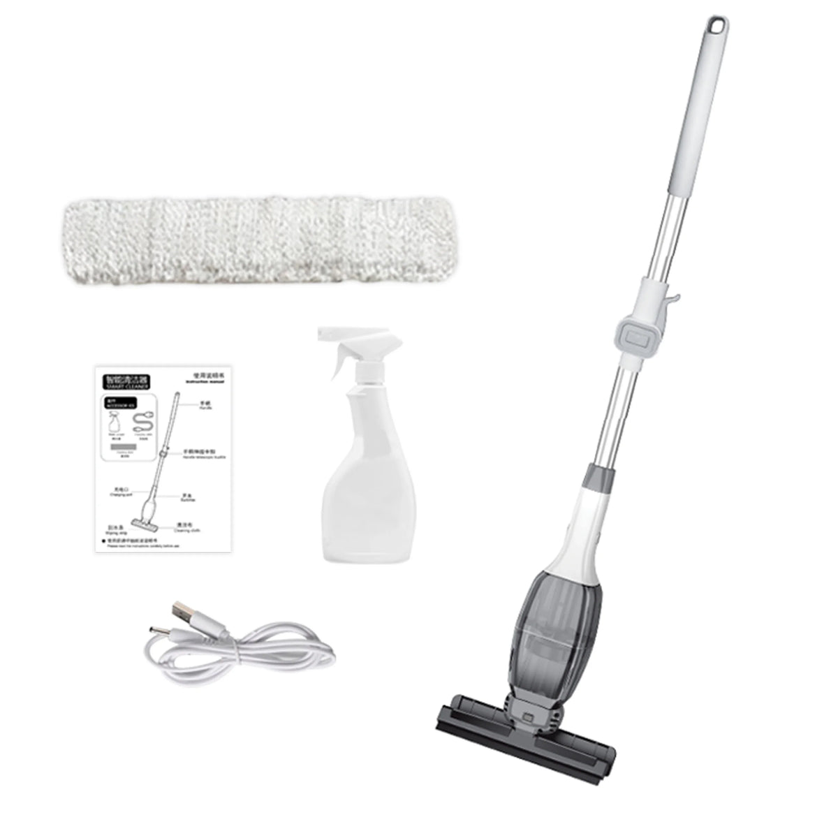 Electric Cordless Window Cleaner, Handheld Glass Vacuum With USB Rechargeable Wireless Design, Gray - product view 1