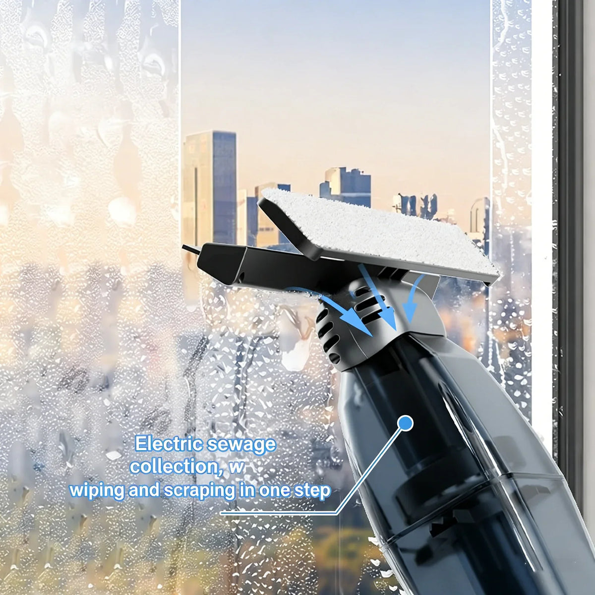Electric Cordless Window Cleaner, Handheld Glass Vacuum With USB Rechargeable Wireless Design, Gray - product view 4