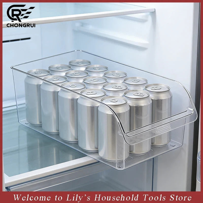Refrigerator Can Organizer, Reusable PET+PE Soda Can Dispenser Bin with Handles, Stackable Pantry and Fridge Storage - product view 2