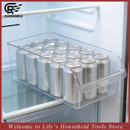 Refrigerator Can Organizer, Reusable PET+PE Soda Can Dispenser Bin with Handles, Stackable Pantry and Fridge Storage - product view 2