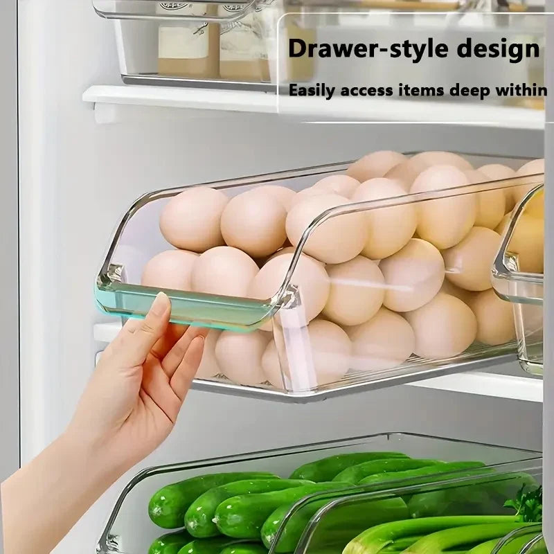 Refrigerator Can Organizer, Reusable PET+PE Soda Can Dispenser Bin with Handles, Stackable Pantry and Fridge Storage - product view 3