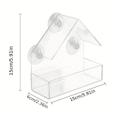 Window-Mount Bird Feeder, Clear Plastic Hanging Garden Feeder with Suction Cup for Backyard Bird Watching - product view 1