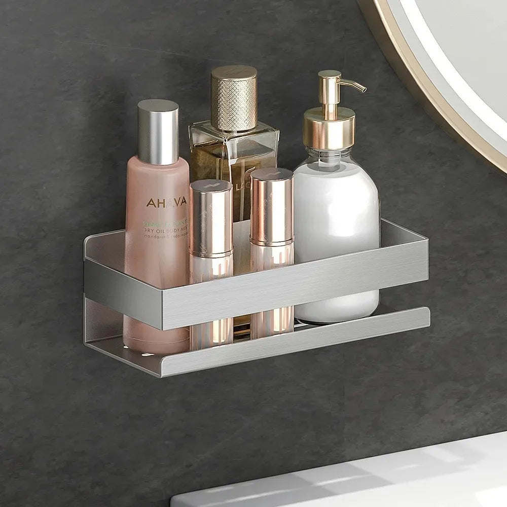 Adhesive Shower Caddy, SUS304 Stainless Steel Waterproof Bathroom Shelf, 7KG Load Capacity, Hollow Drainage Basket - product view 2