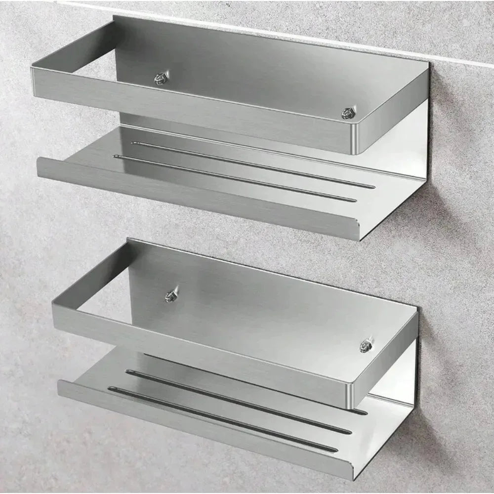 Adhesive Shower Caddy, SUS304 Stainless Steel Waterproof Bathroom Shelf, 7KG Load Capacity, Hollow Drainage Basket - product view 4