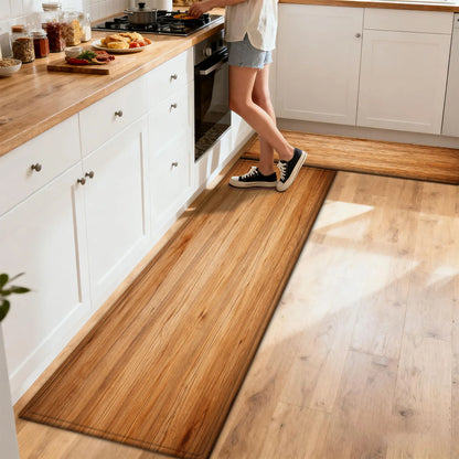 Warm Brown Wood Texture Runner Rug, 2D Printed Non-Slip Waterproof Polyester Floor Mat for Kitchen Hallway Bedroom - product view 5