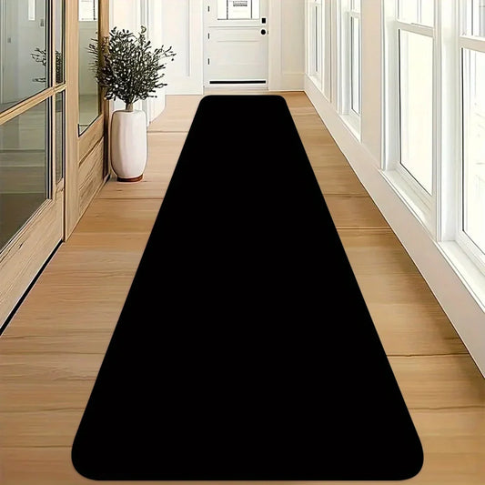 Solid Black Runner Rug, Printed Non-Slip Waterproof Polyester Floor Mat with PVC Backing for Hallway Kitchen Bedroom - product view 1