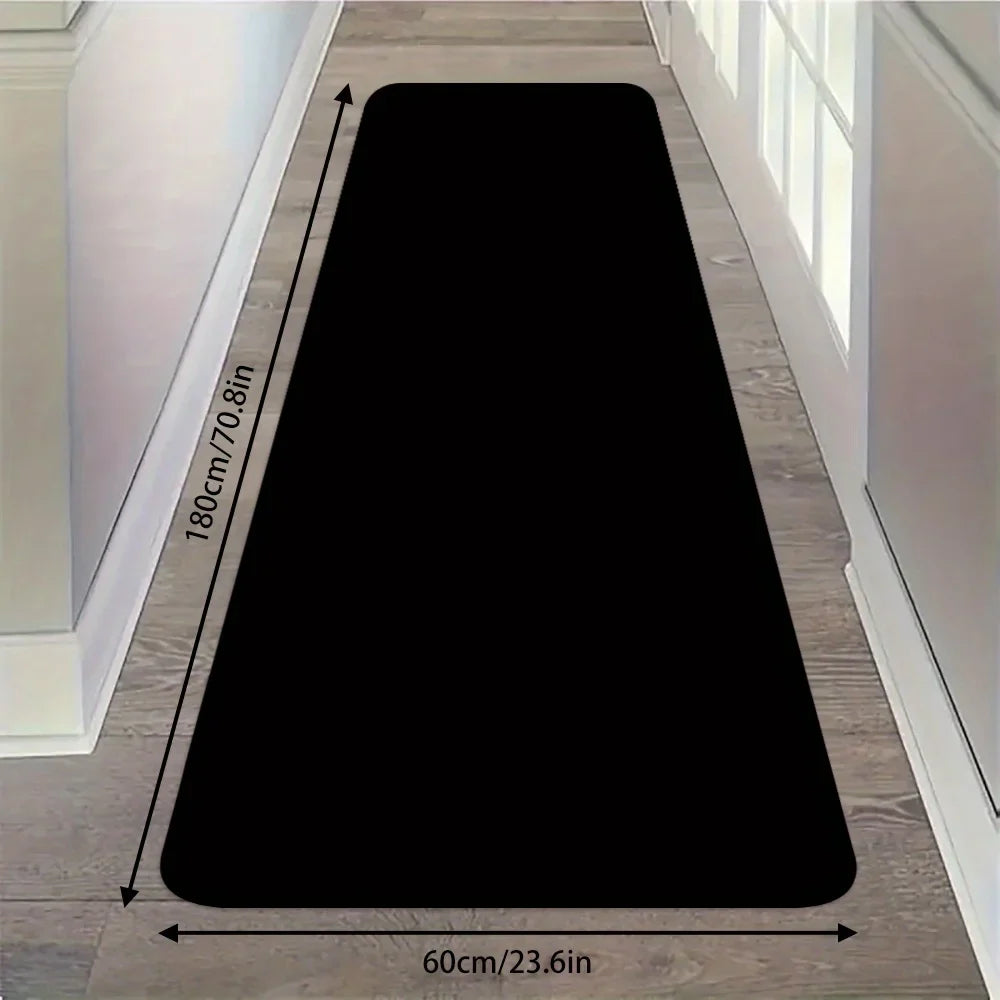 Solid Black Runner Rug, Printed Non-Slip Waterproof Polyester Floor Mat with PVC Backing for Hallway Kitchen Bedroom - product view 4