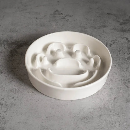Elevated Ceramic Slow Feeder Bowl for Dogs and Cats, Maze Design with Iron Stand, Non-Slip Pet Food Bowl - product view 1