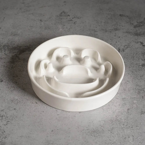 Elevated Ceramic Slow Feeder Bowl for Dogs and Cats, Maze Design with Iron Stand, Non-Slip Pet Food Bowl - product view 1