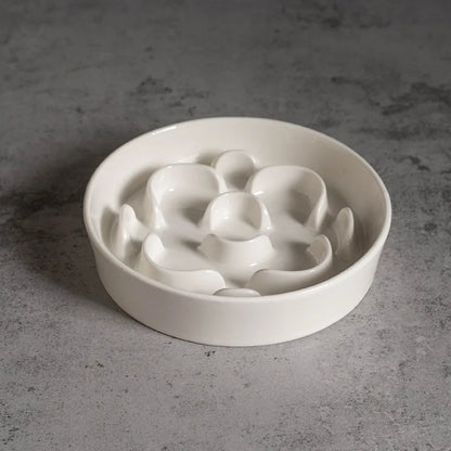 Elevated Ceramic Slow Feeder Bowl for Dogs and Cats, Maze Design with Iron Stand, Non-Slip Pet Food Bowl - product view 3