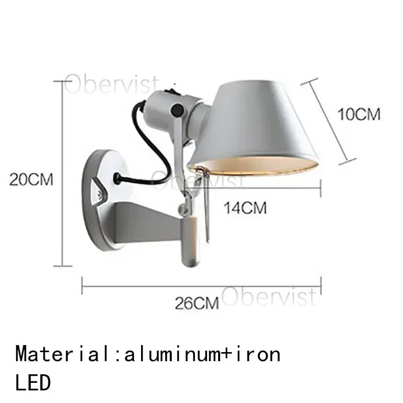E27 Swing Arm Wall Lamp, Rotatable Adjustable Long Arm, Knob Switch, Energy-Saving Light, Black or Silver for Bedroom and Study - product view 2