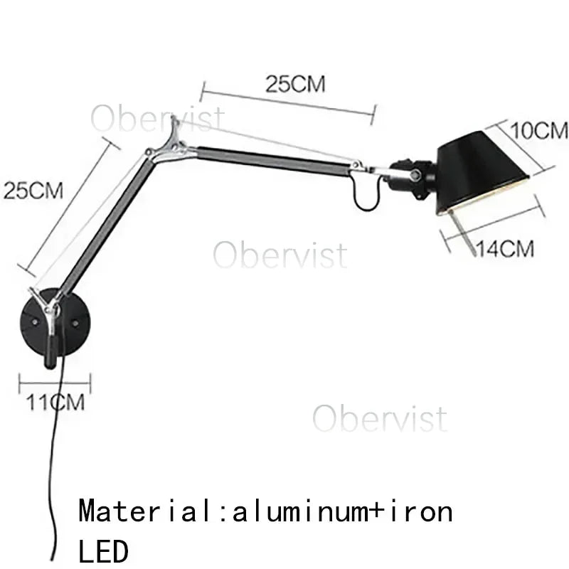 E27 Swing Arm Wall Lamp, Rotatable Adjustable Long Arm, Knob Switch, Energy-Saving Light, Black or Silver for Bedroom and Study - product view 4
