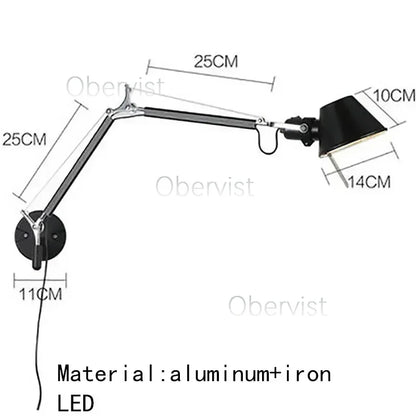 E27 Swing Arm Wall Lamp, Rotatable Adjustable Long Arm, Knob Switch, Energy-Saving Light, Black or Silver for Bedroom and Study - product view 4