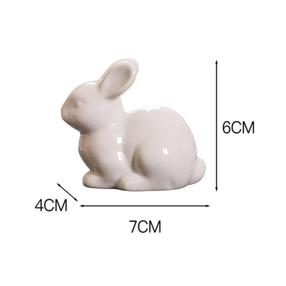 Ceramic Bunny Ornament, American-Style Animal Figurine in Four Designs and Three Compact Sizes for Seasonal Shelf Decor - product view 1