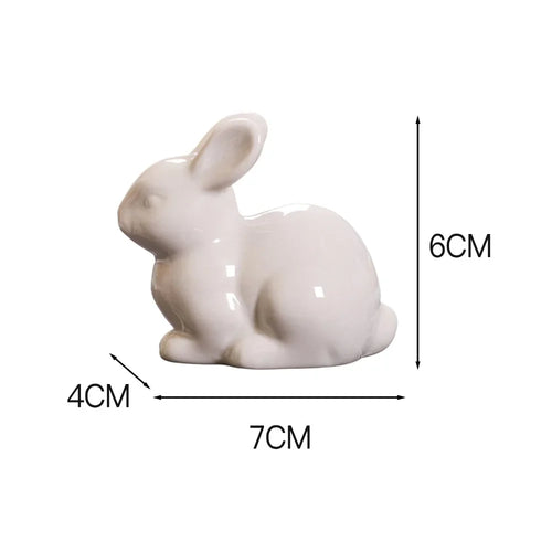 Ceramic Bunny Ornament, American-Style Animal Figurine in Four Designs and Three Compact Sizes for Seasonal Shelf Decor - product view 1