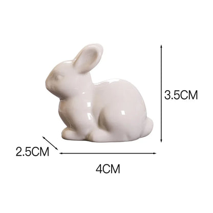 Ceramic Bunny Ornament, American-Style Animal Figurine in Four Designs and Three Compact Sizes for Seasonal Shelf Decor - product view 3