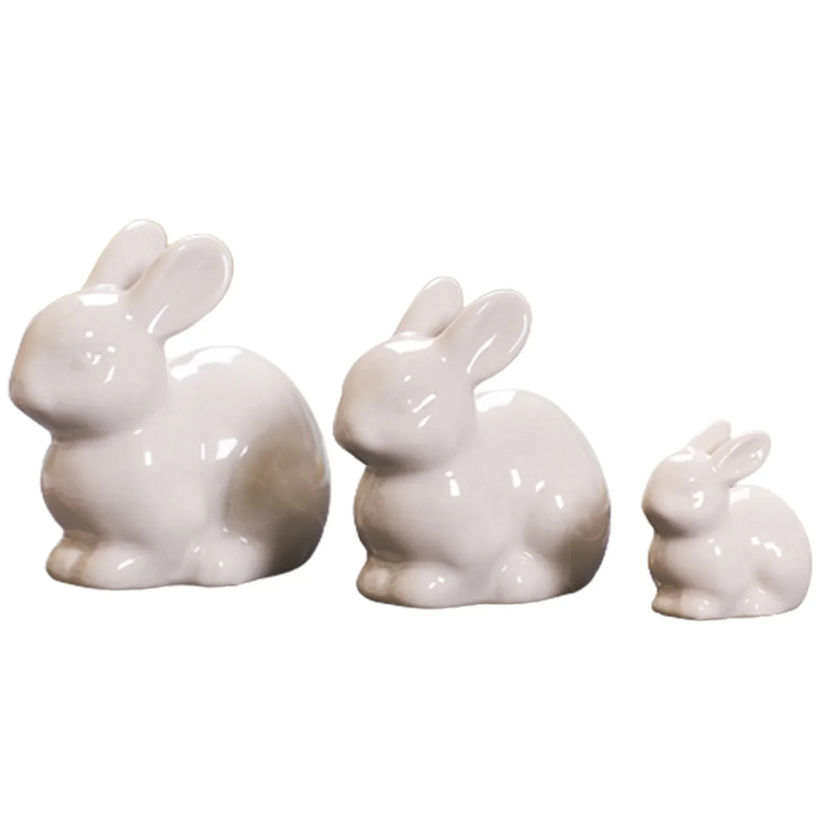 Ceramic Bunny Ornament, American-Style Animal Figurine in Four Designs and Three Compact Sizes for Seasonal Shelf Decor - product view 4