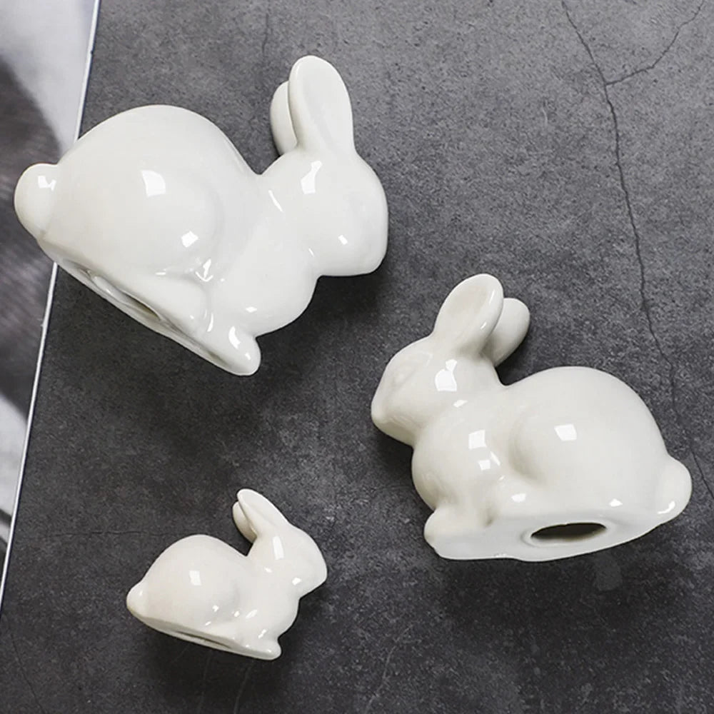 Ceramic Bunny Ornament, American-Style Animal Figurine in Four Designs and Three Compact Sizes for Seasonal Shelf Decor - product view 6
