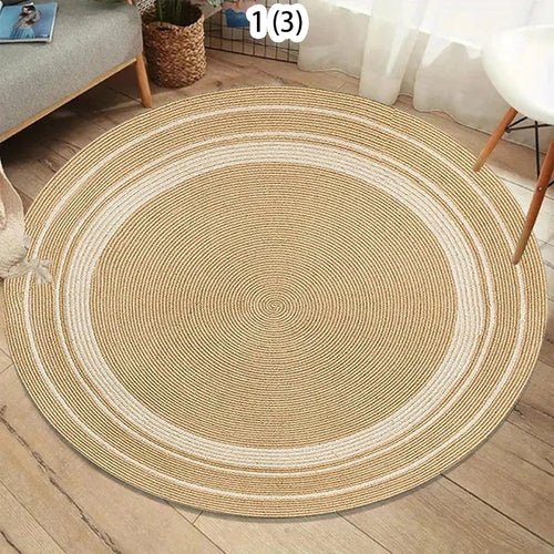 Round Printed Flannel Rug, Machine-Made Polyester Floor Mat with PP Backing, Modern Cartoon Design for Bedroom and Entryway - product view 1