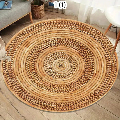 Round Printed Flannel Rug, Machine-Made Polyester Floor Mat with PP Backing, Modern Cartoon Design for Bedroom and Entryway - product view 2