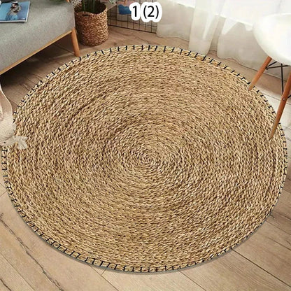 Round Printed Flannel Rug, Machine-Made Polyester Floor Mat with PP Backing, Modern Cartoon Design for Bedroom and Entryway - product view 3