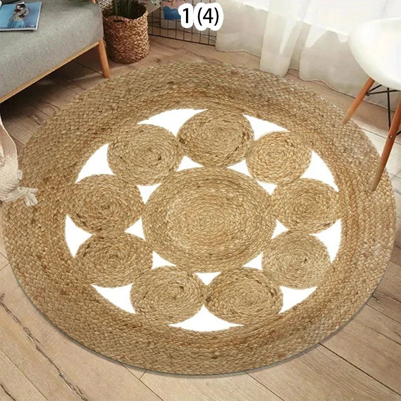 Round Printed Flannel Rug, Machine-Made Polyester Floor Mat with PP Backing, Modern Cartoon Design for Bedroom and Entryway - product view 4
